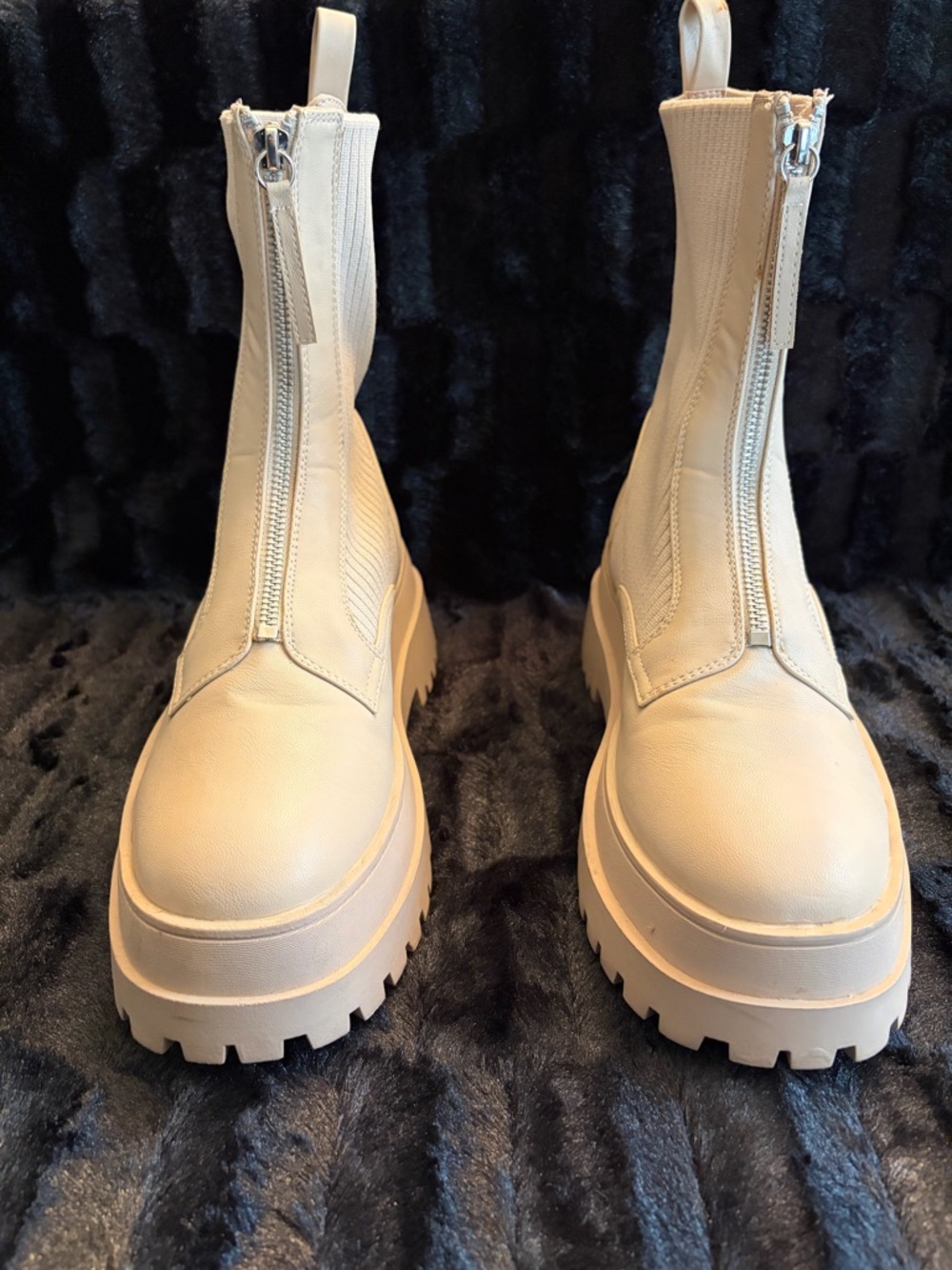 ASOS Public Desire Cream Combat Boots